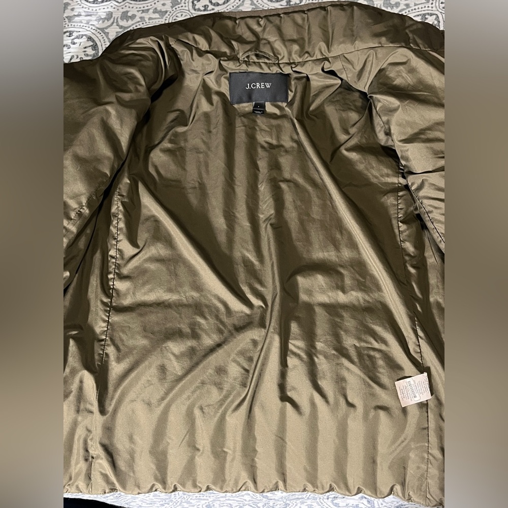 J.Crew Olive Green down-filled quilted puffer jacket Small - Picture 10 of 13